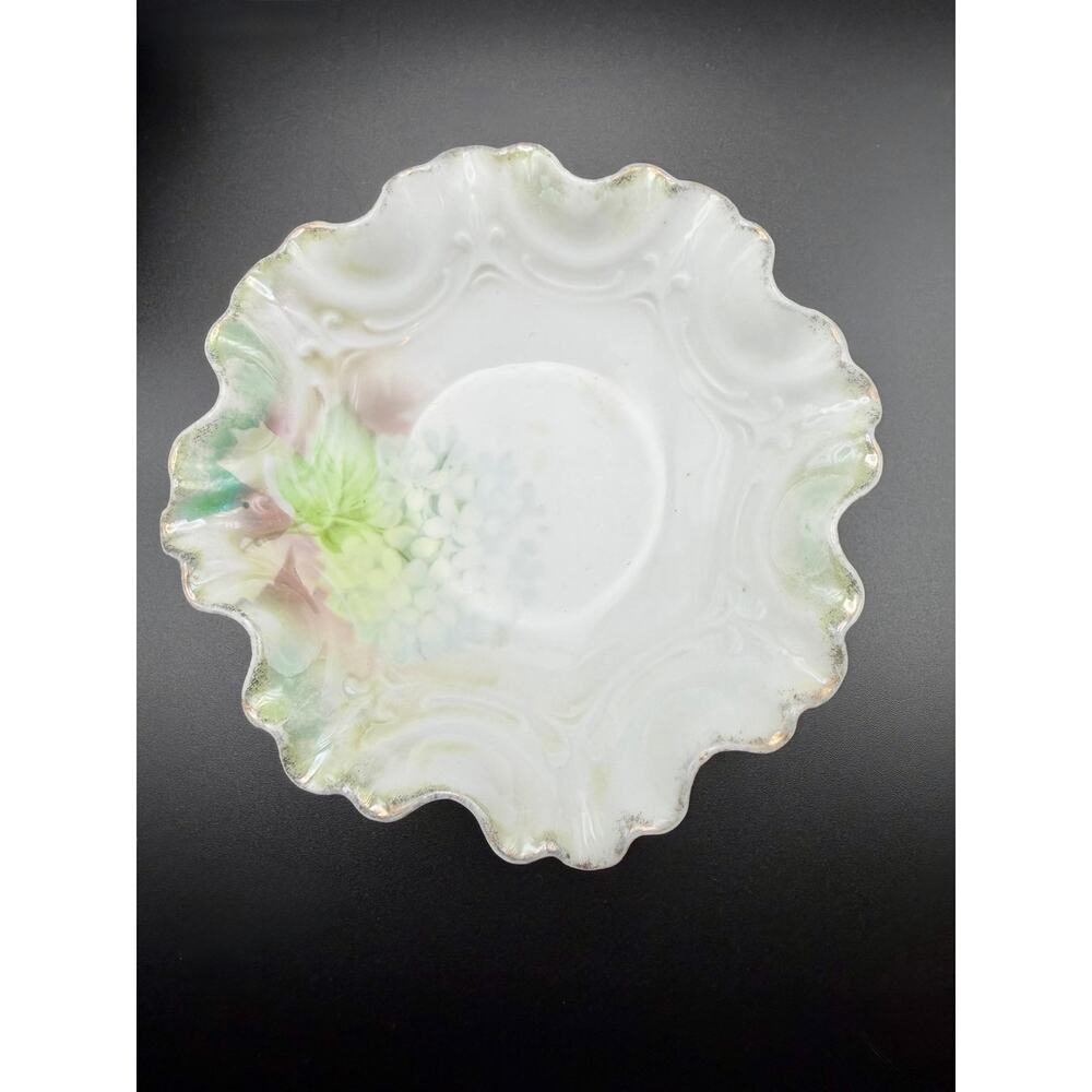 RS Prussia Set of 5 Ruffled Berry Bowls – Green & Pink Floral – 5”